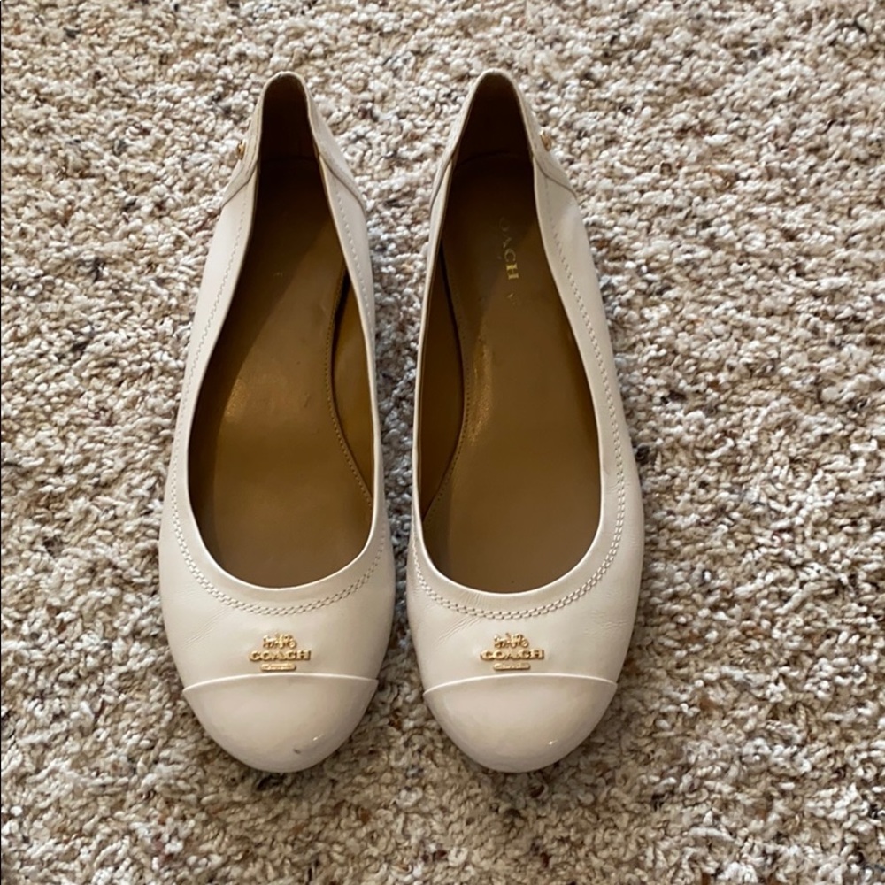 COACH white flats